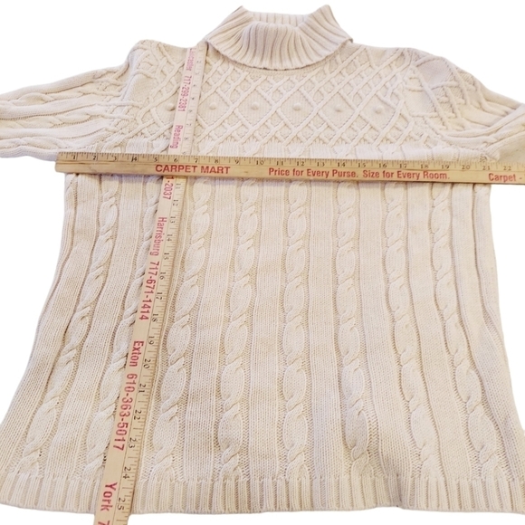 VTG Jeanne Pierre Sweater Large Turtleneck Cable Knit Fishermans Knit Bobbled - Picture 7 of 12